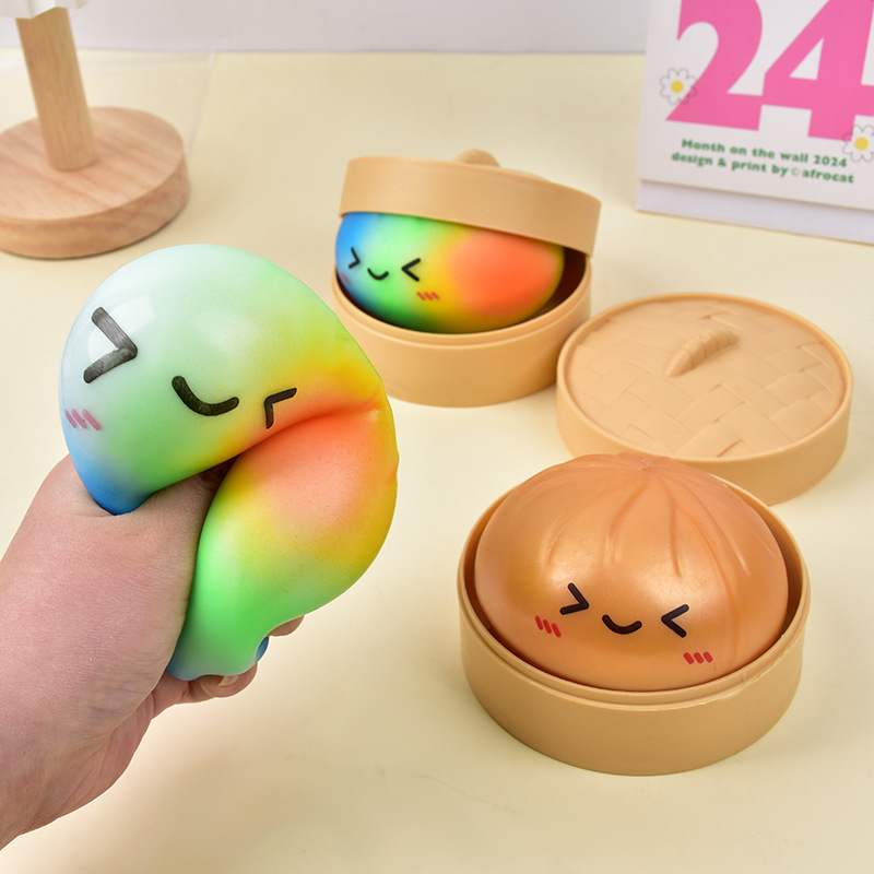 Kids Toys Dumplings - 무지개 색깔 만두 모양 스퀴시 장난감,