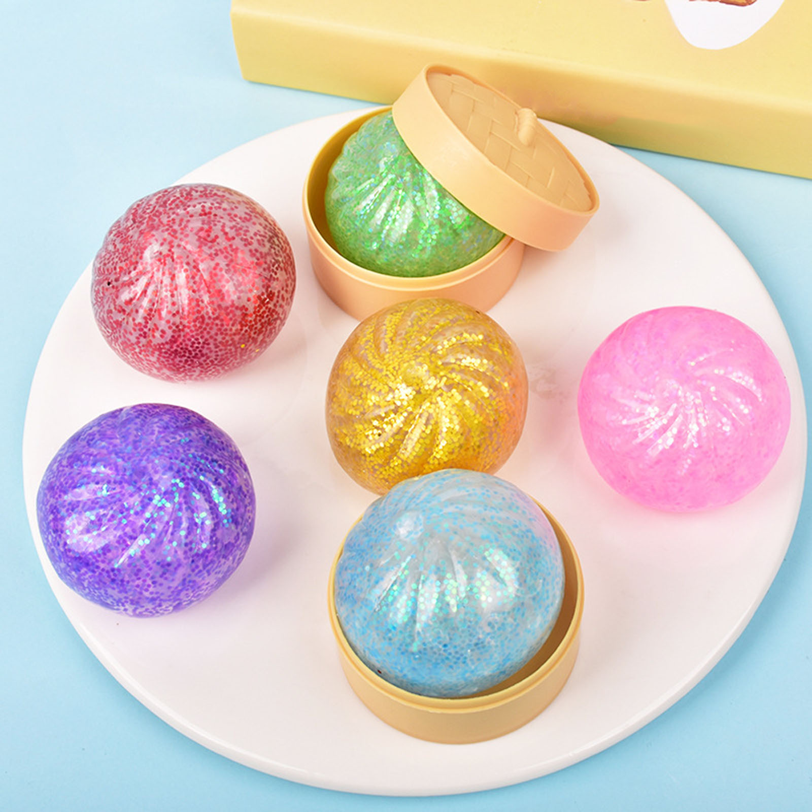 새로운 12개 세트 글리터 만두 스퀴시 박스 포함 만두 - Kids Toys Dumplings 리뷰 및 가격