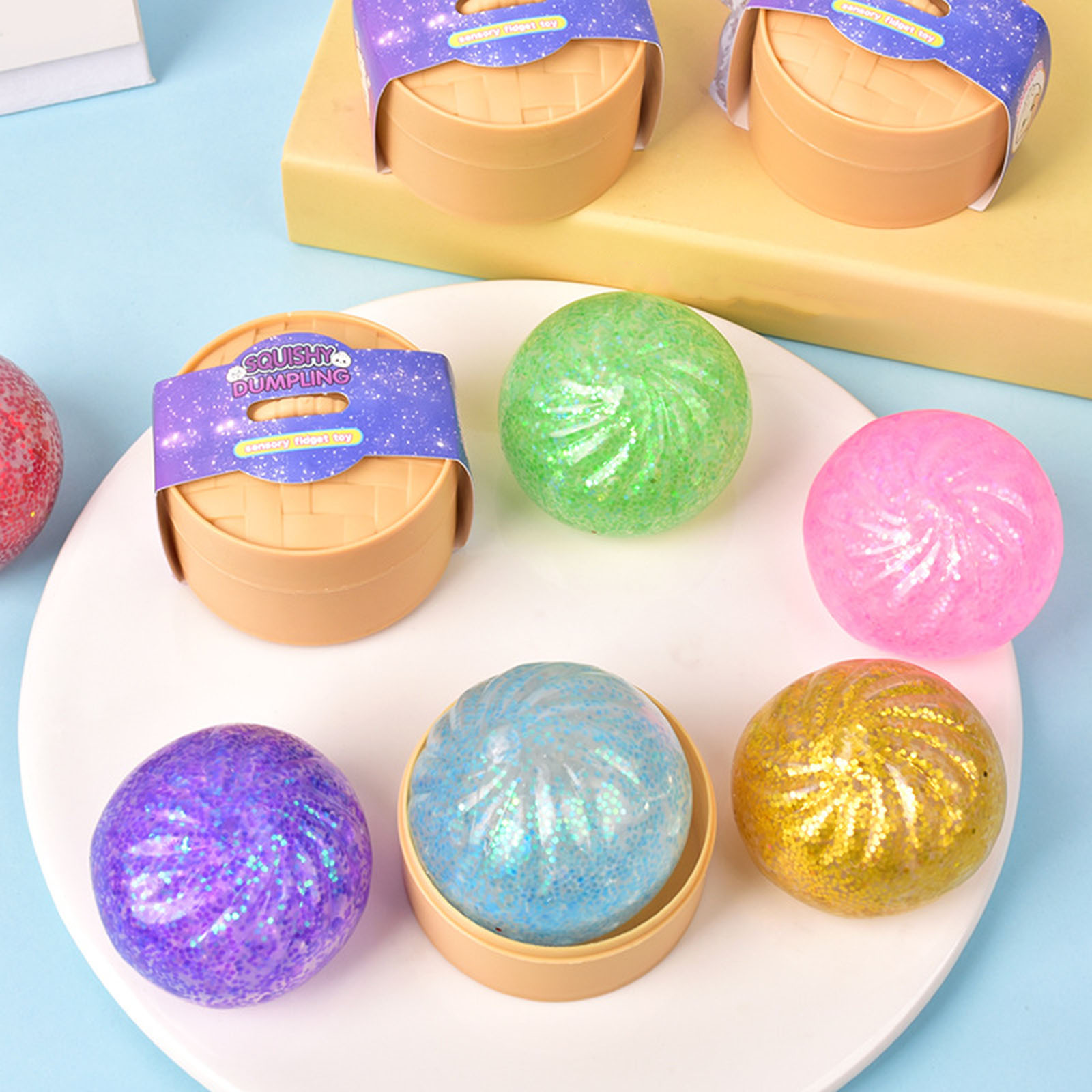 새로운 12개 세트 글리터 만두 스퀴시 박스 포함 만두 - Kids Toys Dumplings 리뷰 및 가격